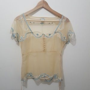 Anthropologie Odille sheer shirt size 2